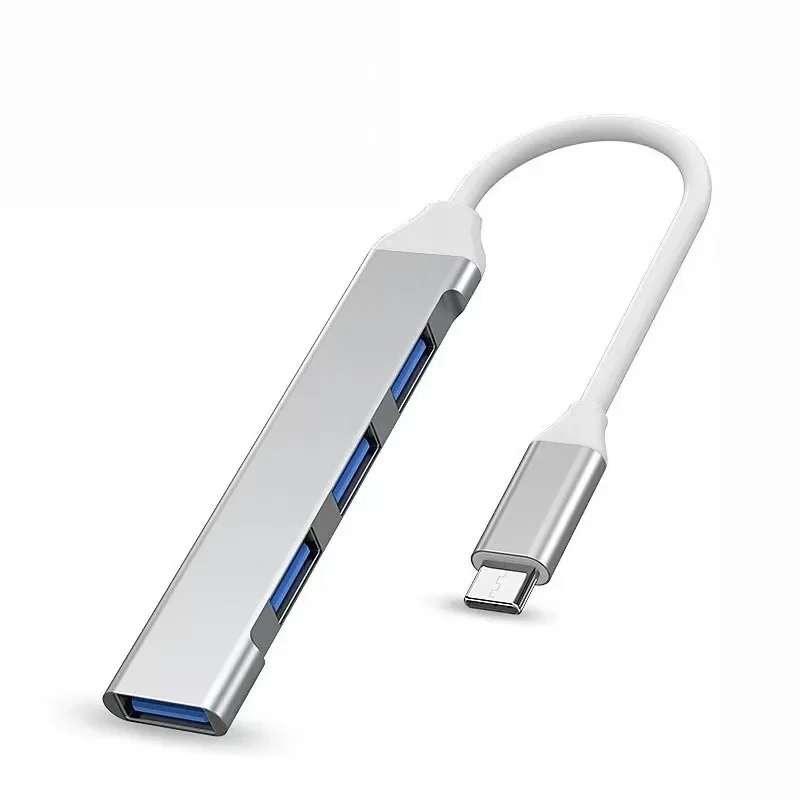 4-poorts USB 3.0 2.0 hub USB-hub Computeraccessoire Hub Multi-poort laptopmuis Toetsenbord USB-flashdrive C-splitter: Zilver