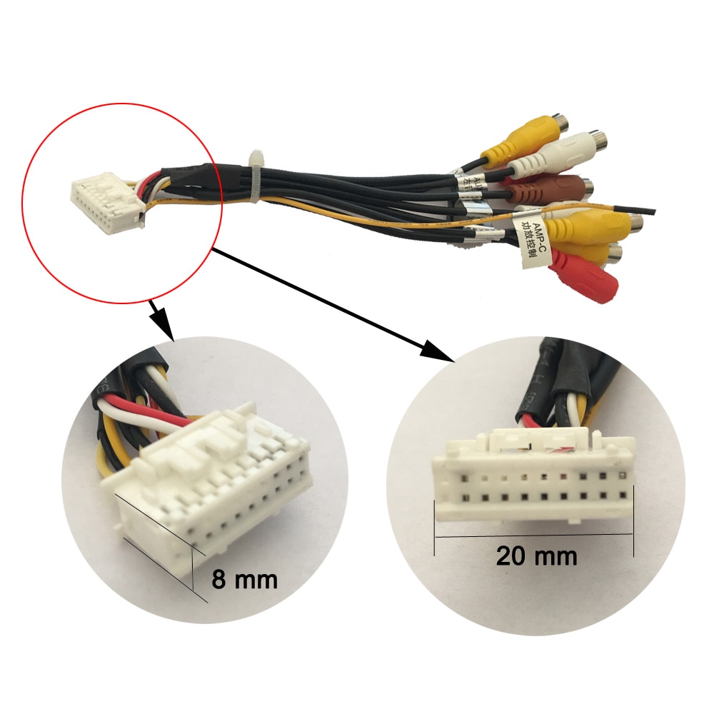 HANGXIAN 20 Pin Plug Auto Stereo Radio RCA Uitgang AUX Kabelboom Bedrading Connector Adapter subwoofer kabel met 4G SIM card slot