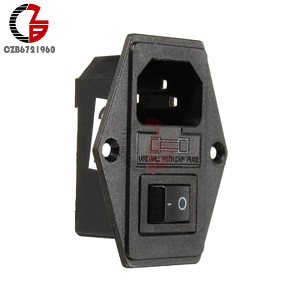 3 in 1 Push Toggle Switch Socket Plug Fuse On-Off Switch 3 Terminal AC Power Socket with Rocker Switch Fuse Holder Connector
