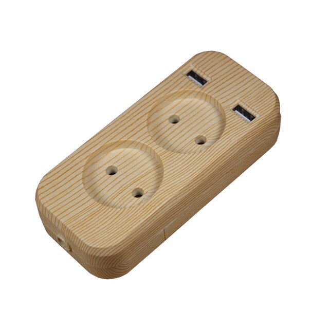 USB extension Socket for phone charge Double USB Port 5V 2A outlet usb outlet steckdose KF-01-4: wood color