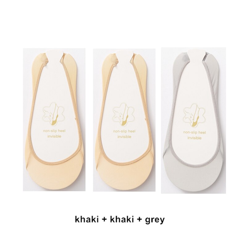 Women's Sock Slippers 3 Pairs Invisible Boat Slipper Socks Silicone Non-Slip High Heels Shoes Ice Silk Thin Half-Palm Suspender: 5