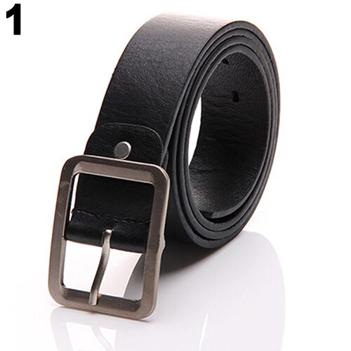 man belt Men's Solid Color Faux Leather Buckle Waist Strap Business Casual Belt for men ремень мужской поясок для платья: Black