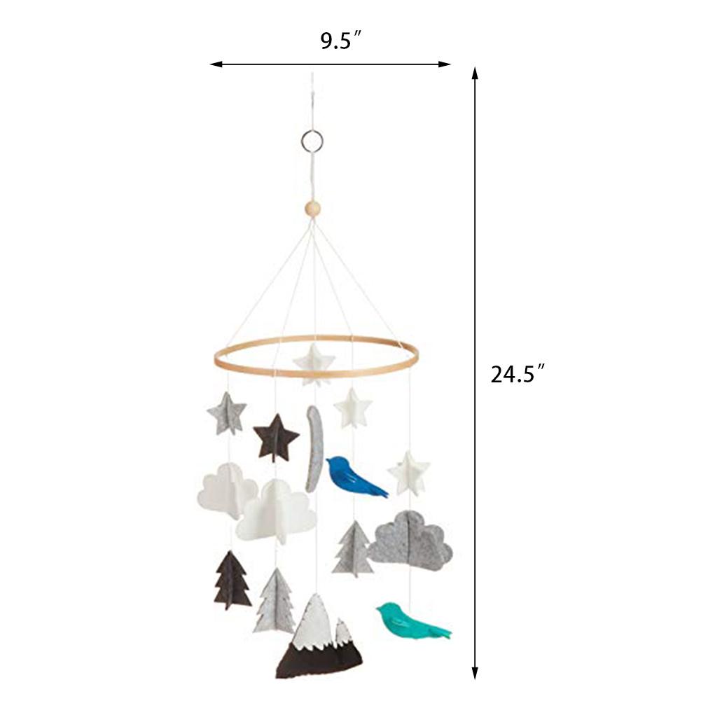 Handgemaakte Drie-Dimensionale Ornament Baby Crib Mobile Stars Wolken Vogels Baby Plafond Opknoping Nursery Decor