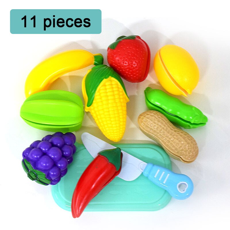 Children Pretend Play juguetes House Toy Cutting Fruit Plastic Vegetables Food Kitchen Baby Classic Educational Toys for Girls: 11Pcs