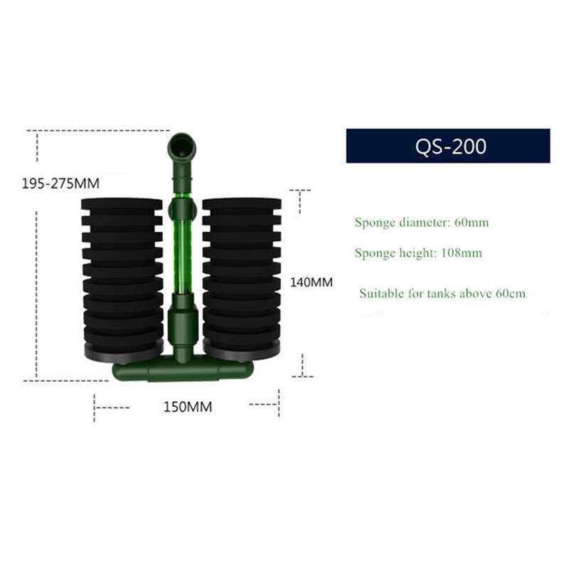 Bio Sponge Aquarium Filter Breeding Fry Betta Shrimp Nano Fish tank Aquarium PTSP: QS-200