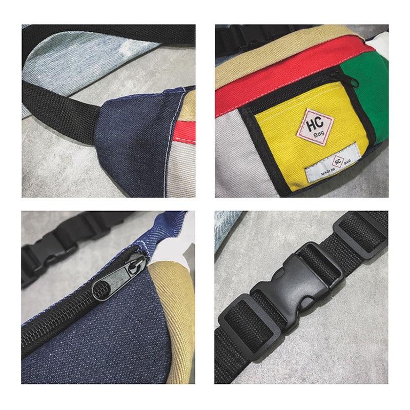 Leinwand Taille Tasche Männer unisex Taille Gürtel Tasche Männer fanny Pack lässig Straße Brust Tasche Männer lässig Taille Beutel b72