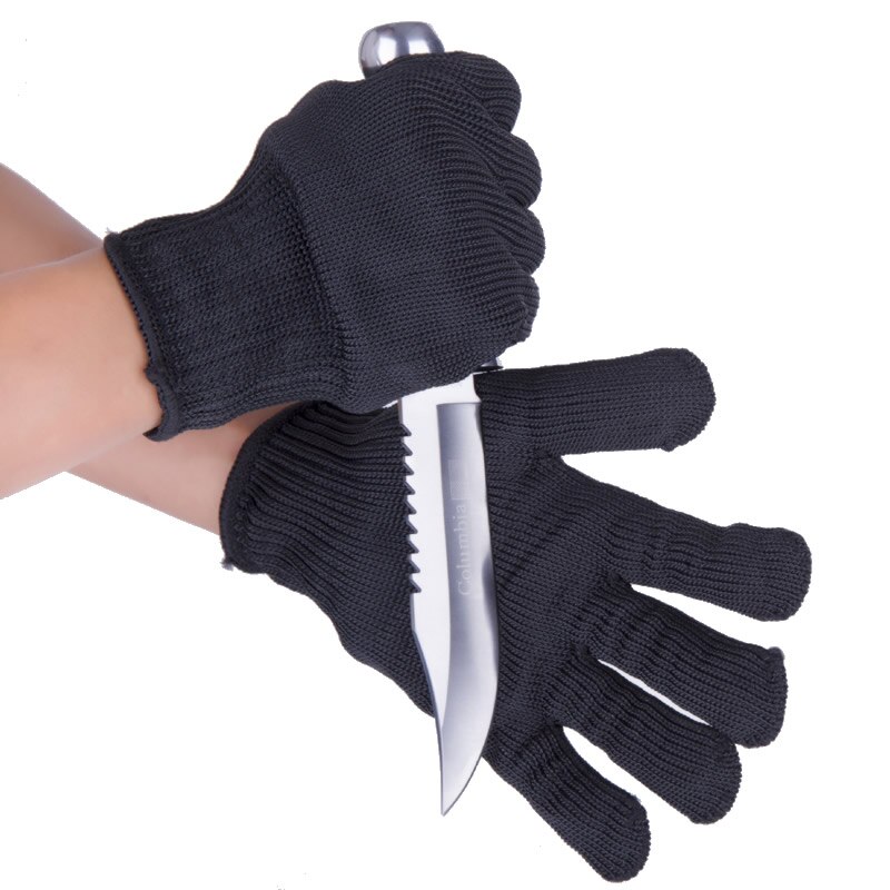 1/Pair Black Working Safety Gloves Cut-Resistant Protective Stainless Steel Wire Butcher Anti-Cutting Gloves