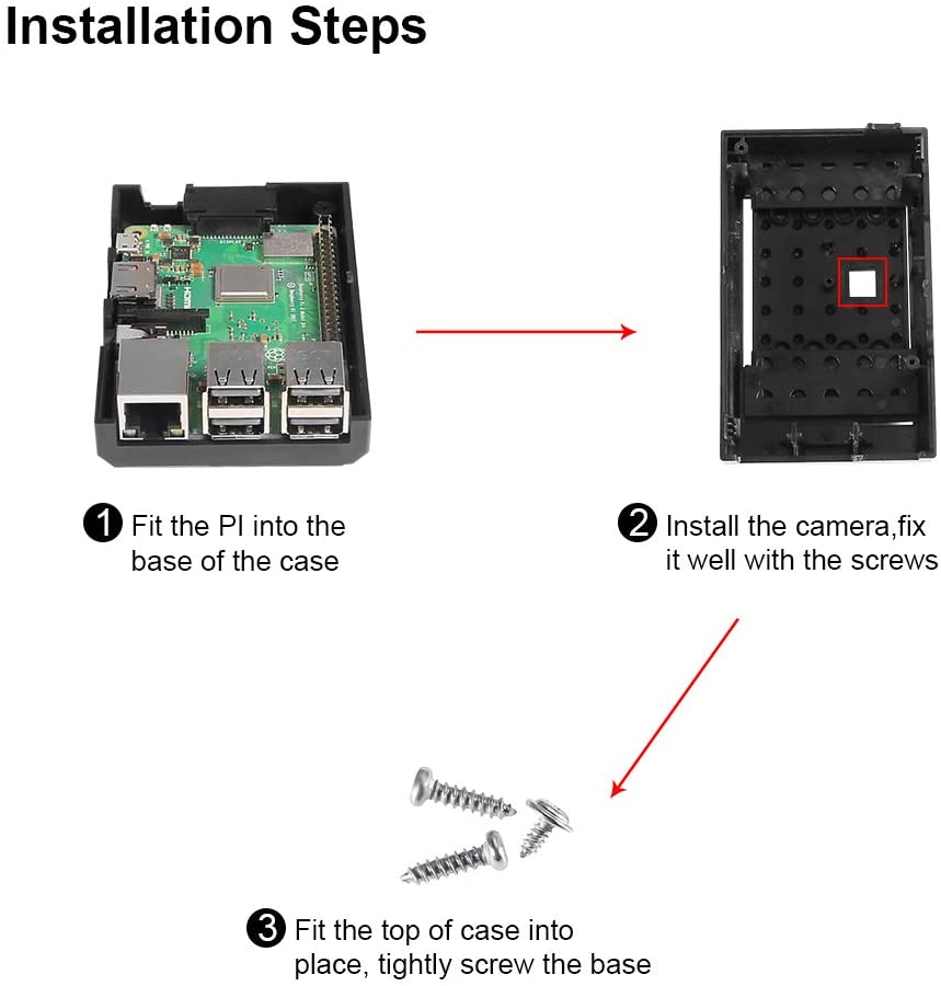 Raspberry Pi 3 B+ Case Supporting Camera Installation with Heatsinks Case Holder for Raspberry Pi 3 Model