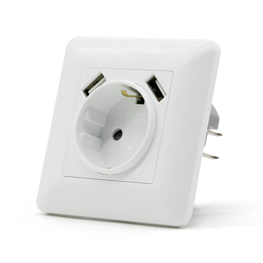 BSEED Wall Power USB Socket Grounded 16A EU Standard Electrical Outlet Dual USB Charger Port for Mobile