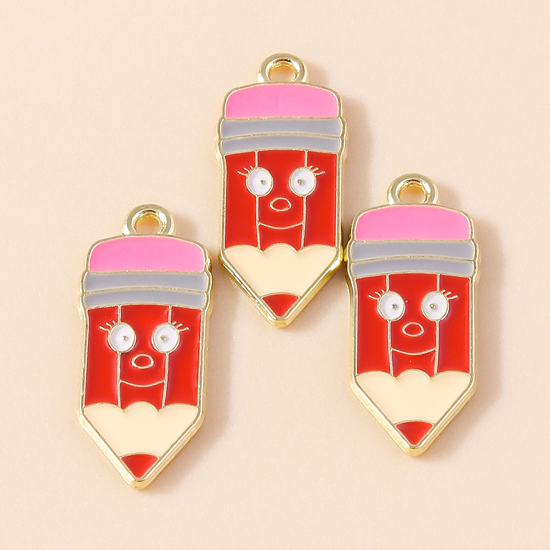 10 Uds. De dijes esmaltados para ceremonia de graduación, profesora, estudiante, mortero, collares, pendientes, accesorios para hacer joyería DIY: Chapado en platino