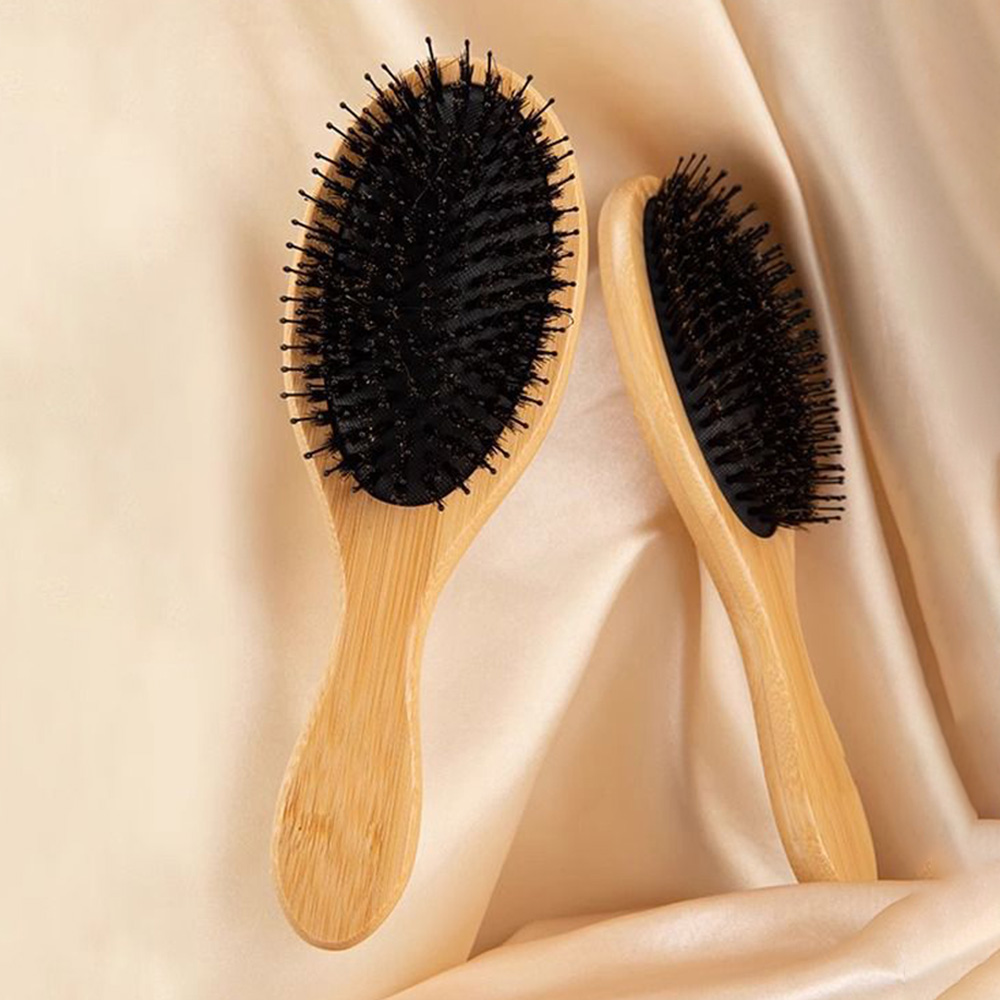 Cepillo de pelo de cerdas suaves para mujer, peines de madera para el cabello, cepillo alisador de desenredar, peine para el cabello, accesorios de peluquero