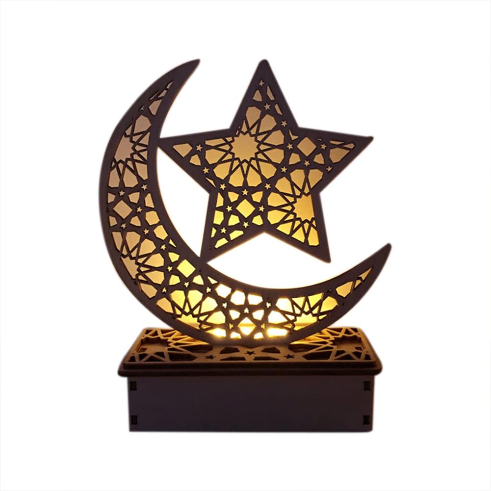 Lampe décorative en bois à bricolage-même, luminaire décoratif de palais, pour l'islam musulman, Eid Mubarak, Ramadan, LED: green
