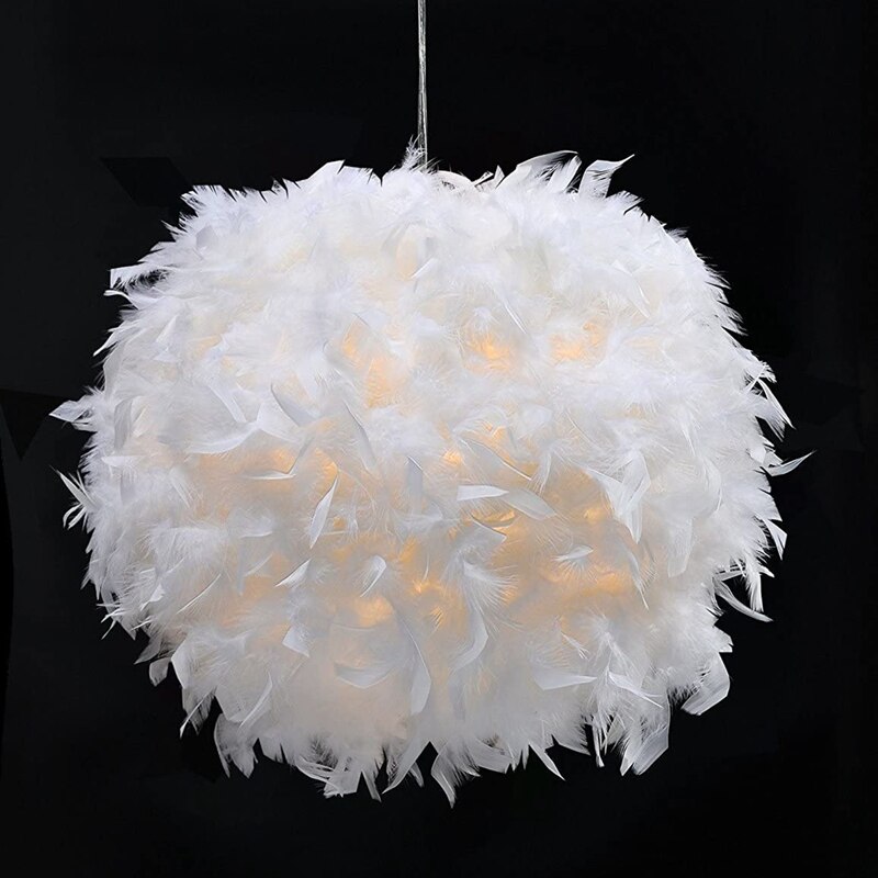 Lustre plume blanche abat jour pour le salon salle a manger chambre lampadaire et lampe de Table abat jour plume