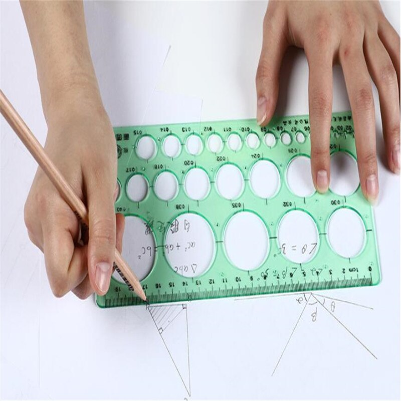 1 pcs Plastic Template ruler Students Rectangle Shape Great Circle Template Ruler Student School Stationery Supply