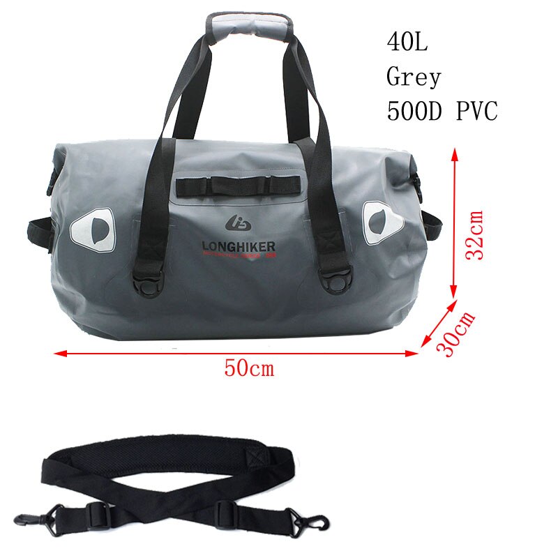 Outdoor Swimming Waterproof Duffle Bag for Motorcycle Tail Bag Riding Cycling Gym Kayaking Boating Rafting Fishing Camping: LHK352-Grey40L-PVC