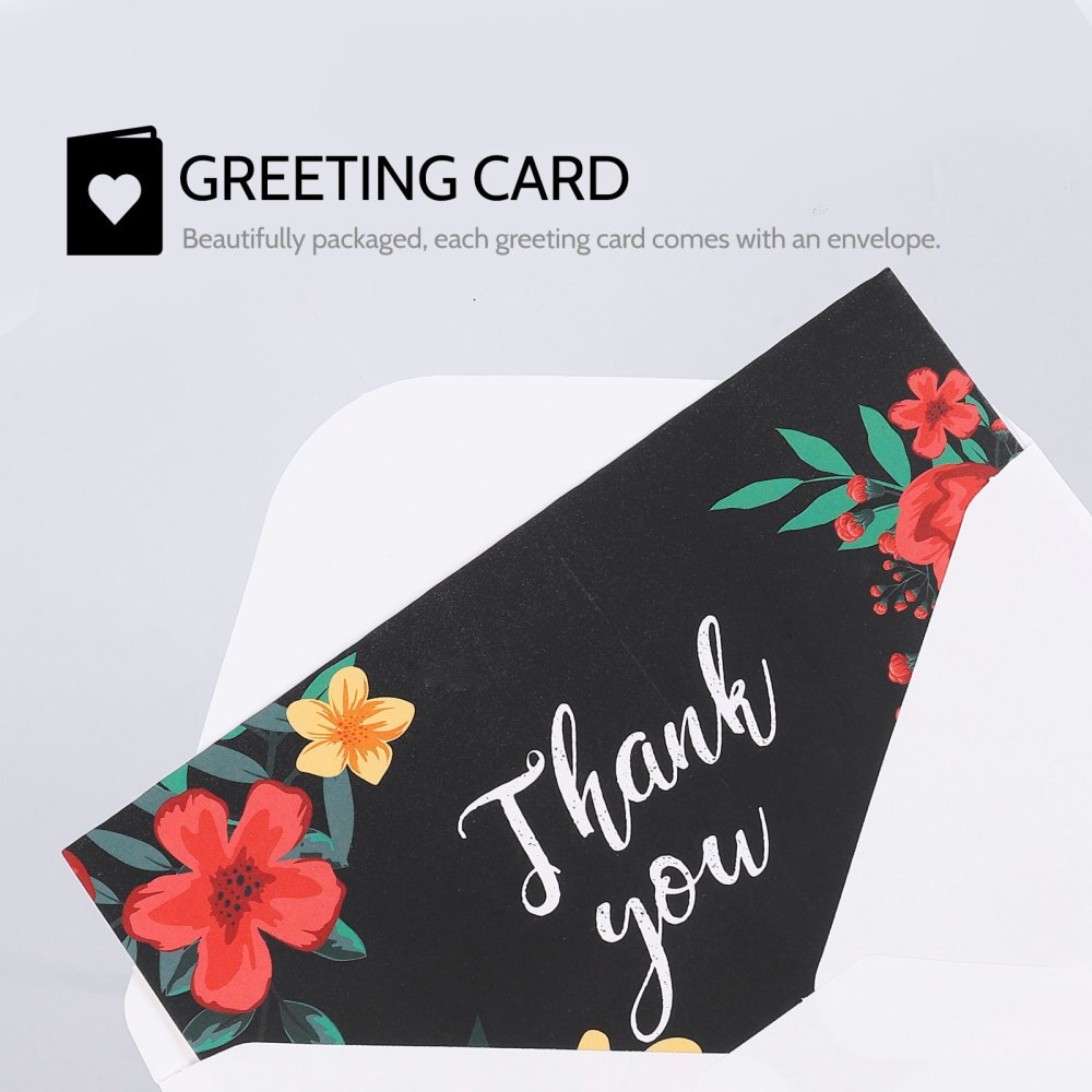6 Pcs Beautiful Note Cards Memo Cards with Envelopes (Black)