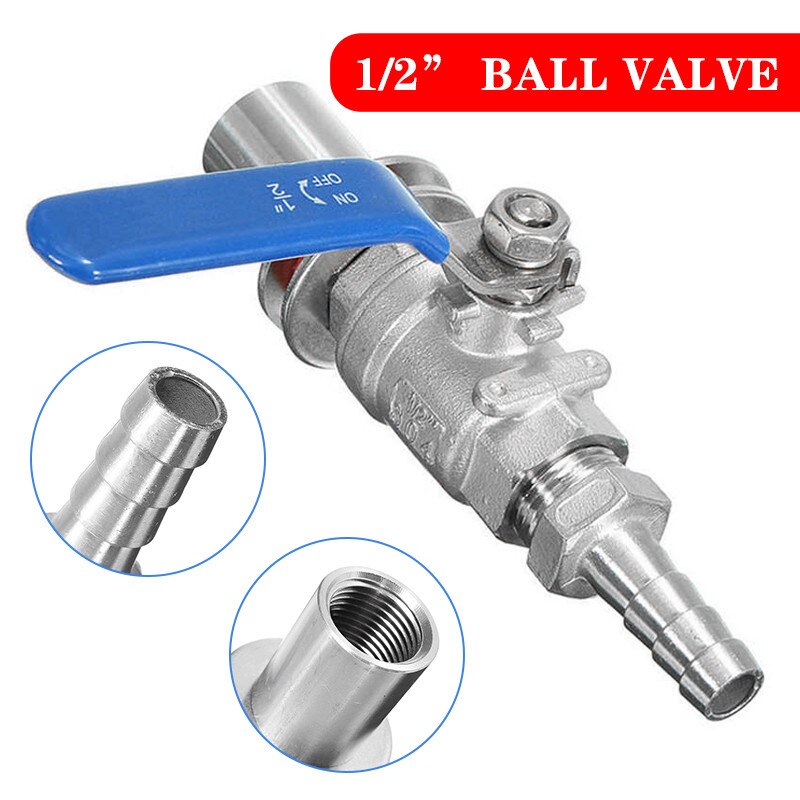 1/2 Inch Stainless Steel Weldless Ball Valve Kit Beer Barrel Valve For Beer Kettle Pot Durable Home Supplies