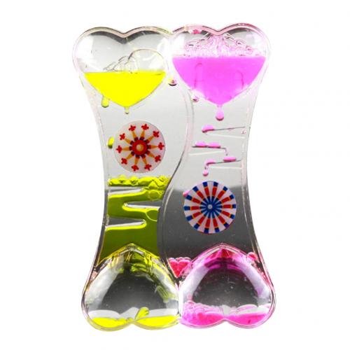 Dobbelt hjerte flydende bevægelse boble dryppe olie timeglas timer børn legetøj: Gul lyserød