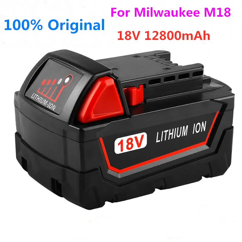 18V 12800mAh Li-ion Tool Battery for Milwaukee M18 48-11-1815 48-11-1850 2646-20 2642-21CT Repalcement M18 Battery