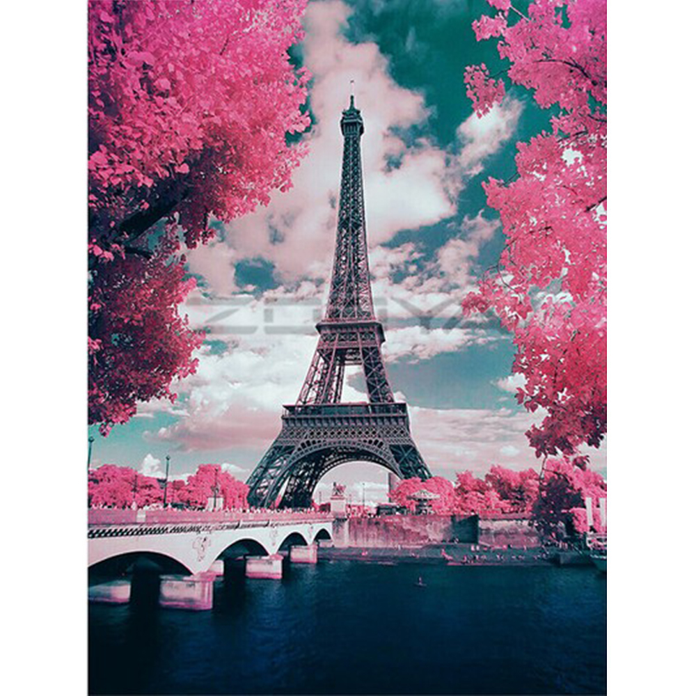 Bricolage Paris tour photo acrylique peinture par numéros sur toile encadrée mur photos Art pour salon décoration de la maison: PH9237 / 40X50CM Frameless