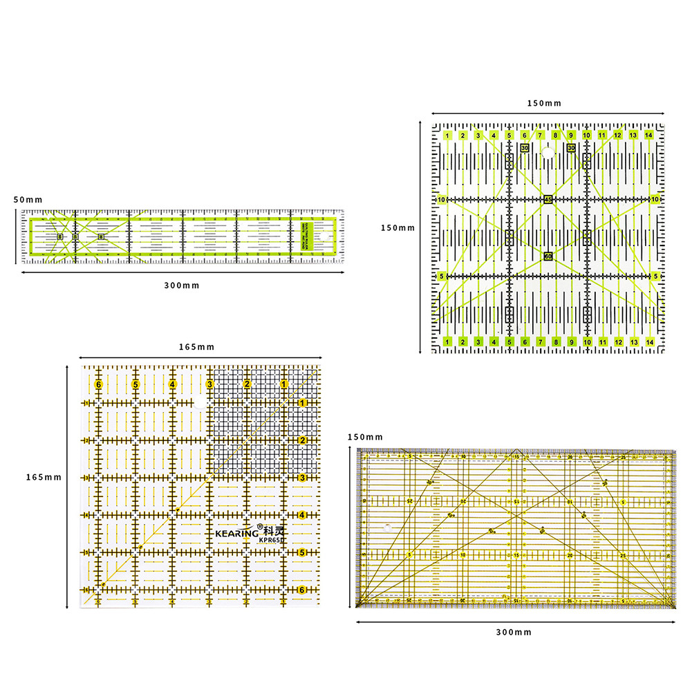 Four Sizes Acrylic Patchwork Ruler Two-color Tailor Size Cutting Quilting DIY Sewing Measuring Tool Drawing Dedicated Supplies