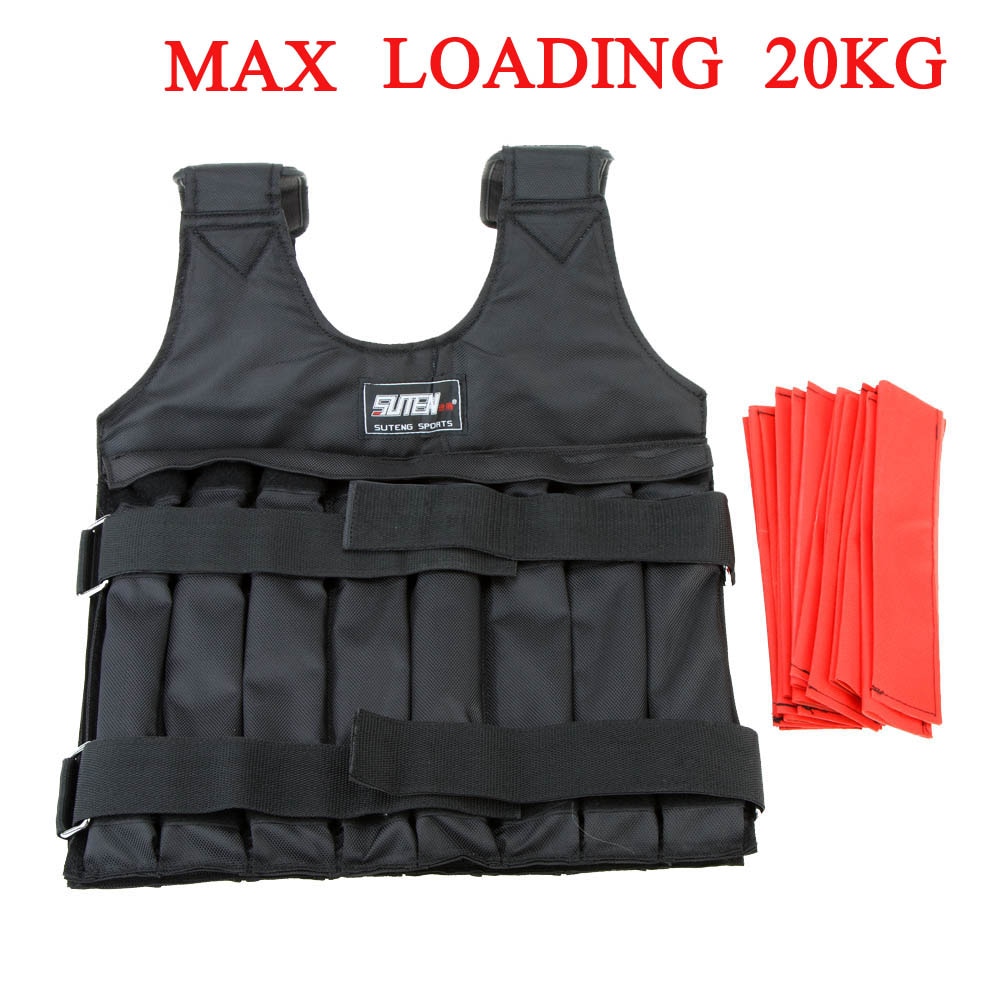 Max Loading 20kg/50kg Adjustable Weighted Vest Weight Jacket Fitness Boxing Training Waistcoat Invisible Weightloading Sand: 20KG