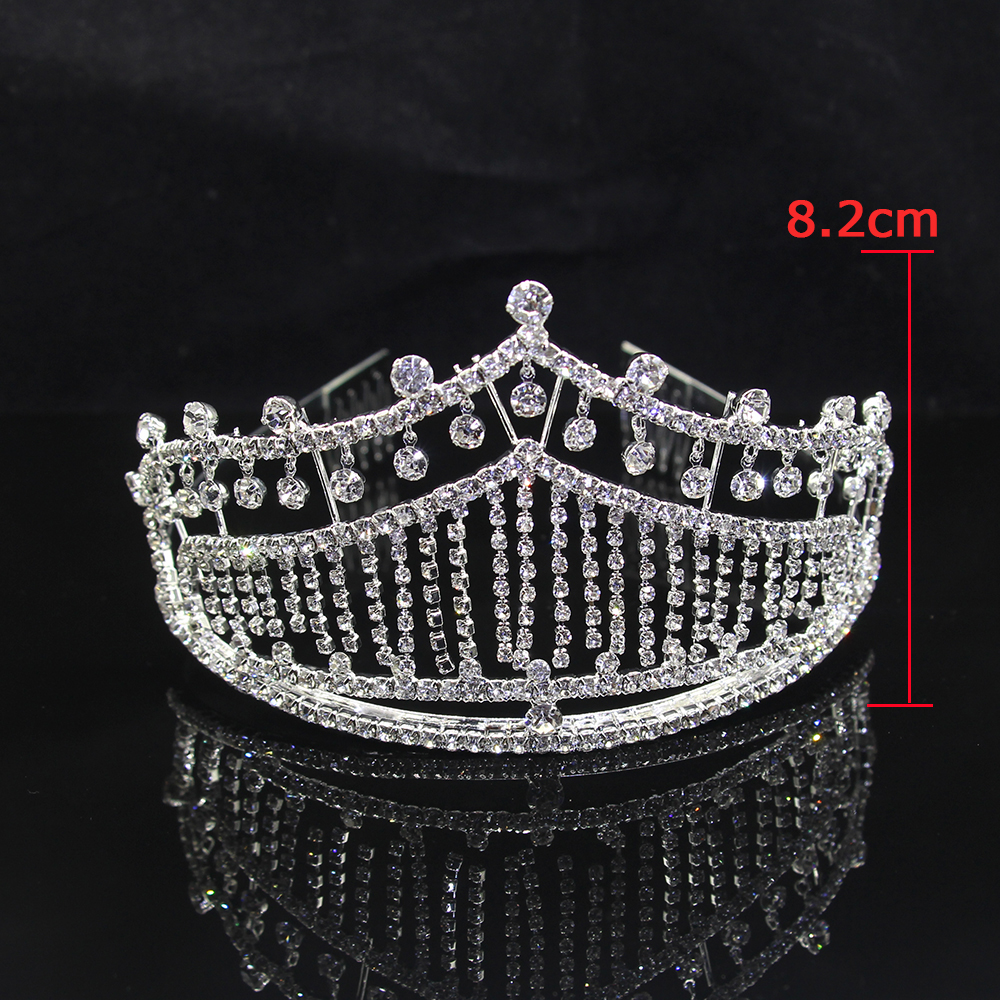 AINAMEISI Bridal Tiaras and Crowns Tassel Rhinestone Big Pageant Crown Women Wedding Headbands Hair Jewelry