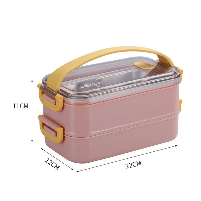 Microwave Lunch Box Portable Student Adult Bento Box Large Capacity Double-Layer 304 Stainless Steel Lunchboxs Food Container: 5