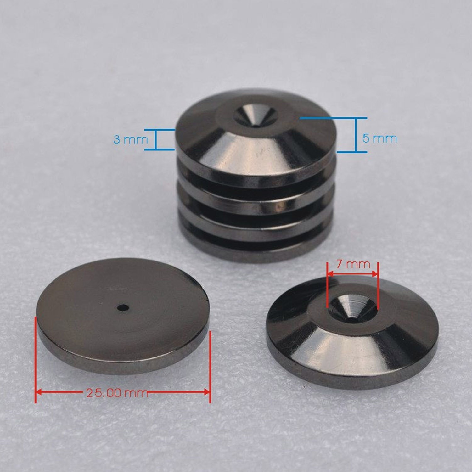 Gosear-almohadillas metálicas a prueba de golpes para los pies, soportes para altavoces, CD, reproductores, tocadiscos, amplificador DAC, grabadora, Color plateado, 4 Uds.