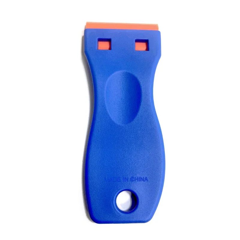 100 Pieces Two Cutting Plastic Razor Blade Label Clean Razor Glue Remover Window Glass Clean Scraper Car Wrap Sticker Squeegee: Orange