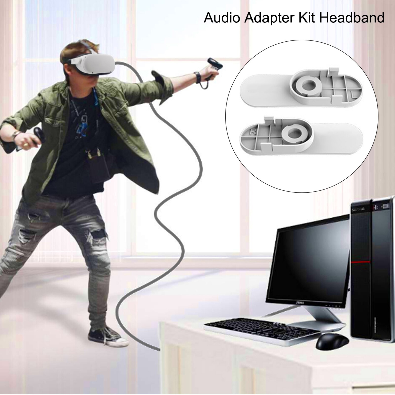 Duurzaam Audio Adapter Kit Hoofdband Haak-En-Loop Smart Connector Aansluiting Riem Voor Htc Vive Voor oculus Quest