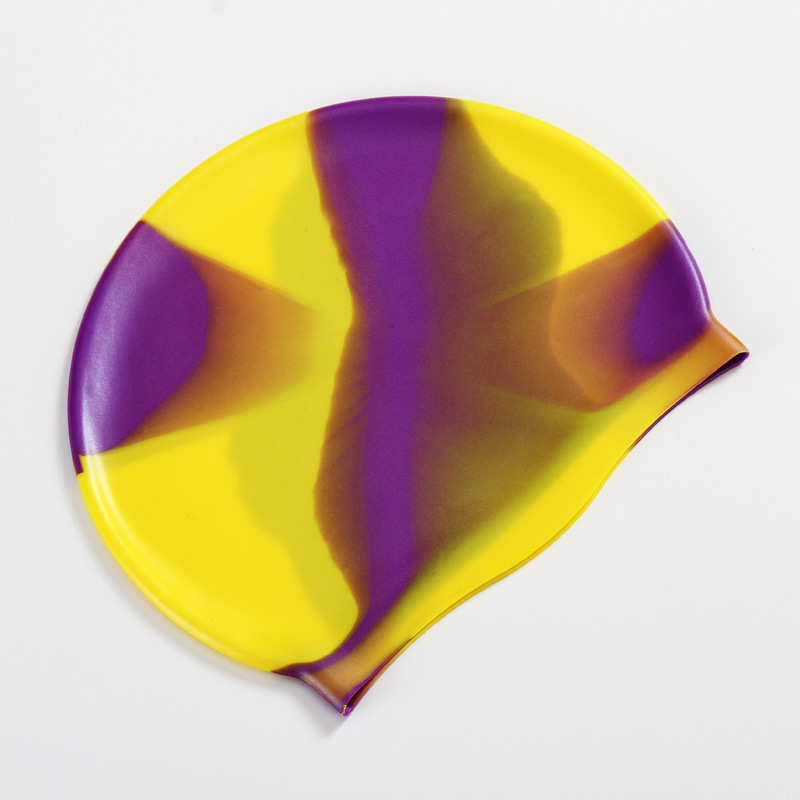 Silicone Adult Waterproof Swimming Cap Gradient Color Dry Hair Swim Cap for Men Women Protect Ears Swim Hat Swimming Accessories: Yellow