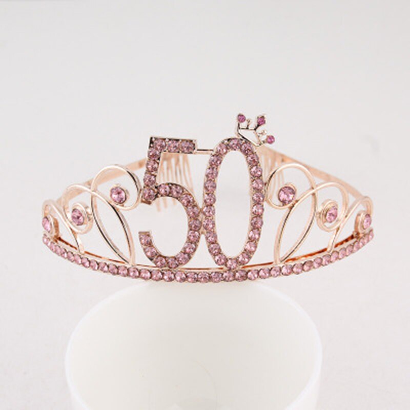 16 18 21th Verjaardag Prinses Tiara Kroon Hoofdband Bruids Haar Band Haar Accessoires Hoofdtooi Bruiloft Voor Vrouwen Anniversary 30: Rose gold-50