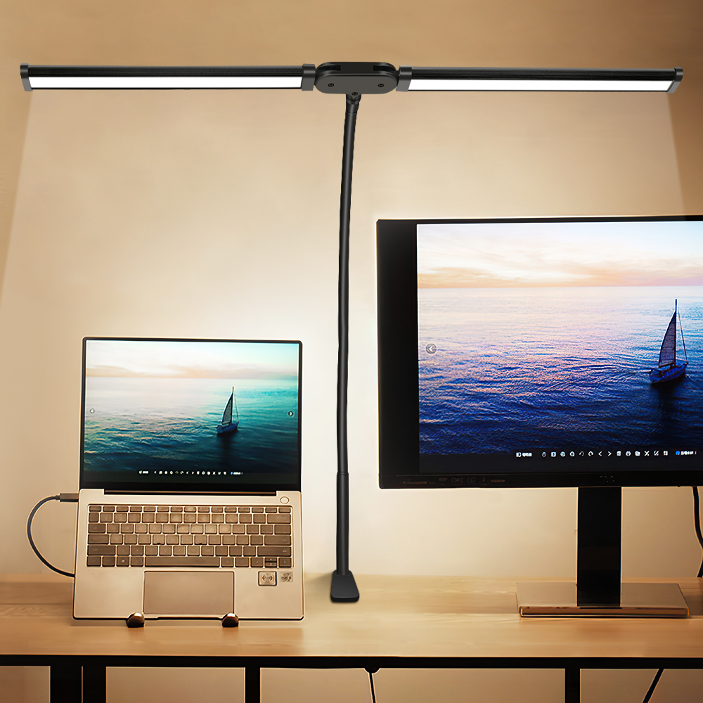 LED-bureaulamp met klem Zwenkarm Bureaulampen Oogverzorgende dimbare bureaulamp met 3 kleurmodi en 10 dimbare led-tafellampen