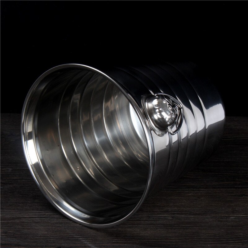 3L 5L 7L Stainless Steel Bar Ice Bucket Two Handles Champagne Bucket Wine Bucket Spit Wine Barrel Container Ktv Club Supplies