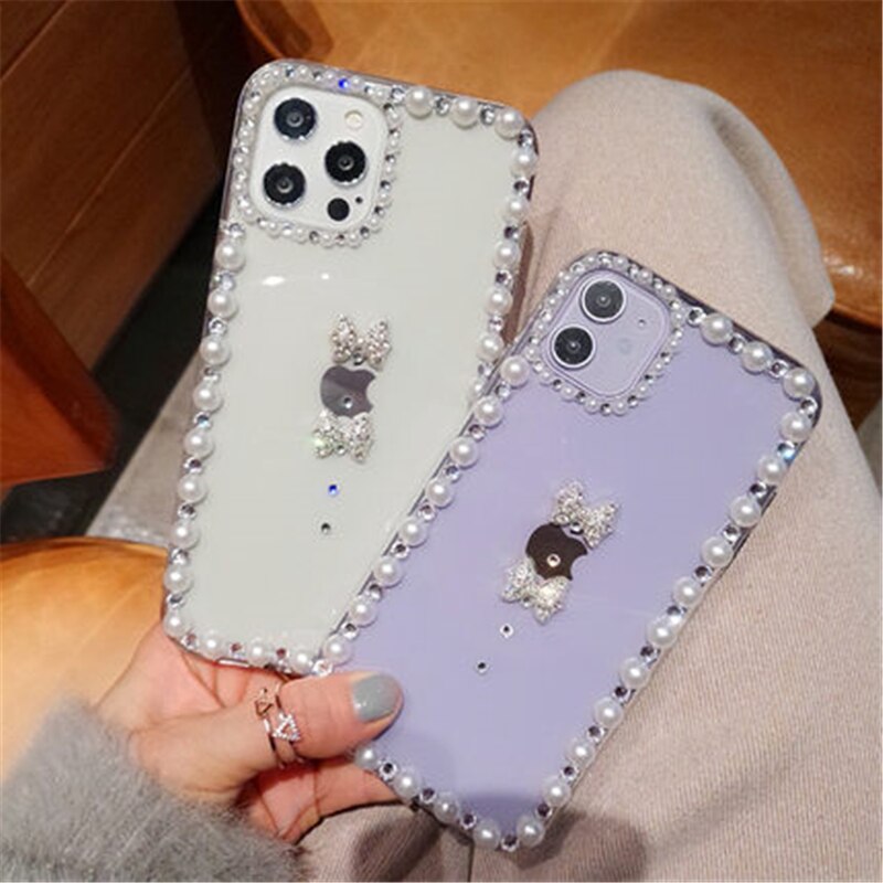 Luxus Bling Strass Edelstein perle diamant telefon fall für apple iPhone 13 6 7 8 X XS XR 11 pro Max 12 Mini Glitter abdeckung