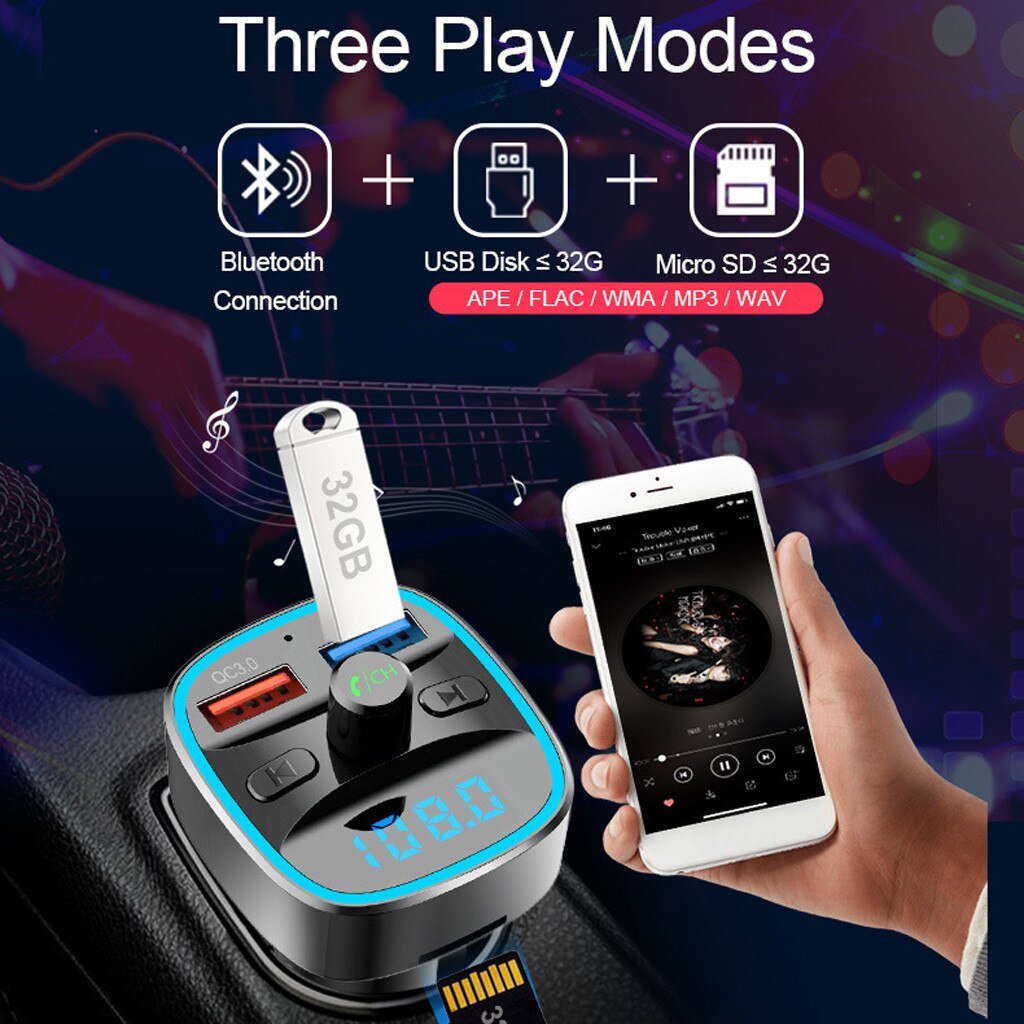 Bluetooth 3.0 FM Transmitter Car Kit MP3 Modulator Player Wireless Handsfree Audio Receiver Dual USB Fast Charger 3.0A