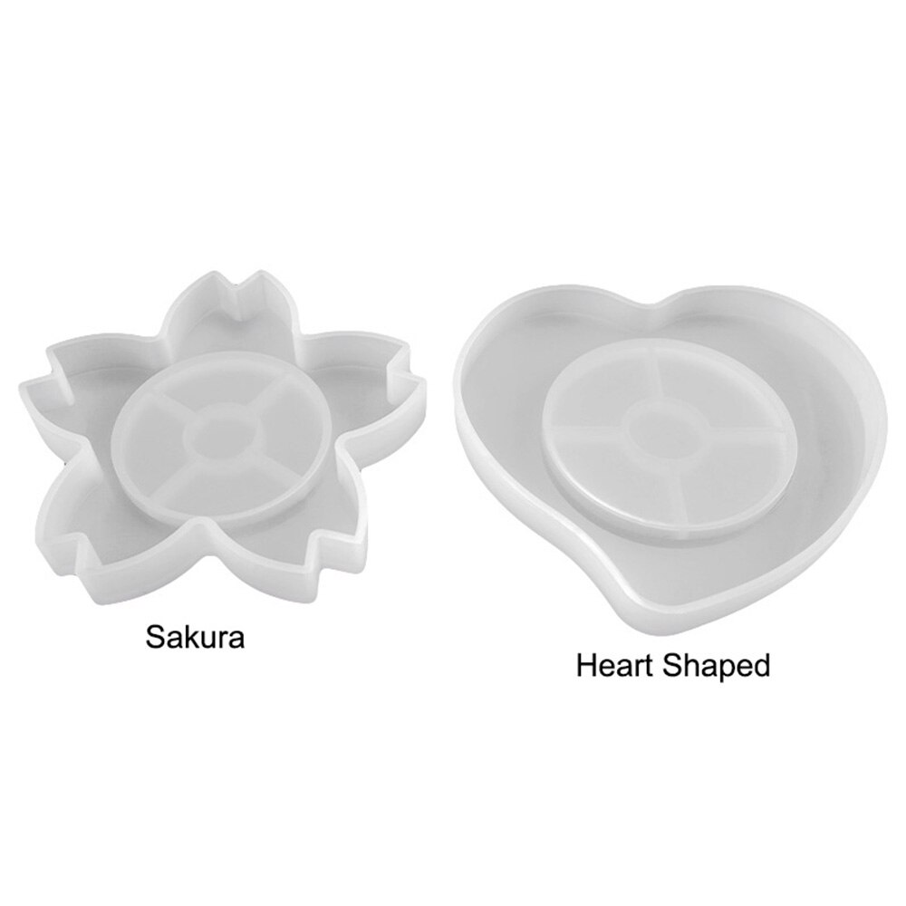 Coaster forme silikone epoxyharpiks form bakker til underlæg, lysestager sakura, hjerteformet 1pc