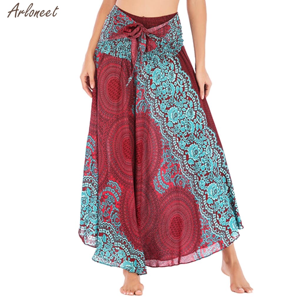 Vrouwen Lange Hippie Bohemian Gypsy Boho Bloemen Elastische Taille Bloemen Halter Rok Vrouwen Casual Rok Kleding Mode Zomer: Red 01