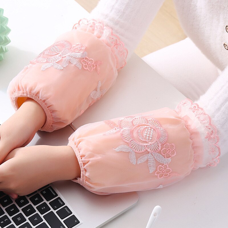 Double-Layer Embroidery Sleeve Female Office Short Sleeve Student Clothes Anti-Fouling Multi-Functional OversleeveLC495: color3