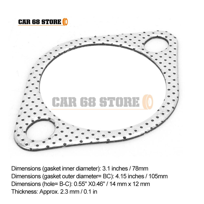 5Pcs/Set Car Exhaust Flange Gasket 3 Inch Ceramic Exhaust Pipe Metal Gasket With Reinforced Ring 3in 76mm Downpipe Auto Parts
