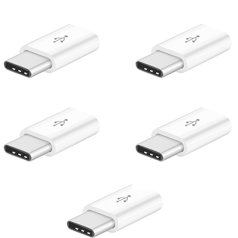 5/1Pcs Mobiele Telefoon Adapter Microusb Naar Usb C Adapter Microusb Connector Voor Huawei Xiaomi Samsung Galaxy S21 adapter Usb Type C: 5pcs(White)