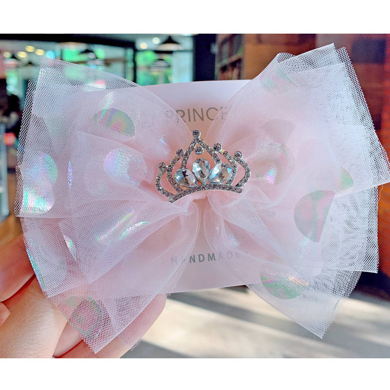 Balleenshiny Pailletten Dot Mesh Kinderen Grote Boog Kroon Haarspeld Prinses Baby Meisje Hoofddeksels Accessoires Baby Kids Hair Clips