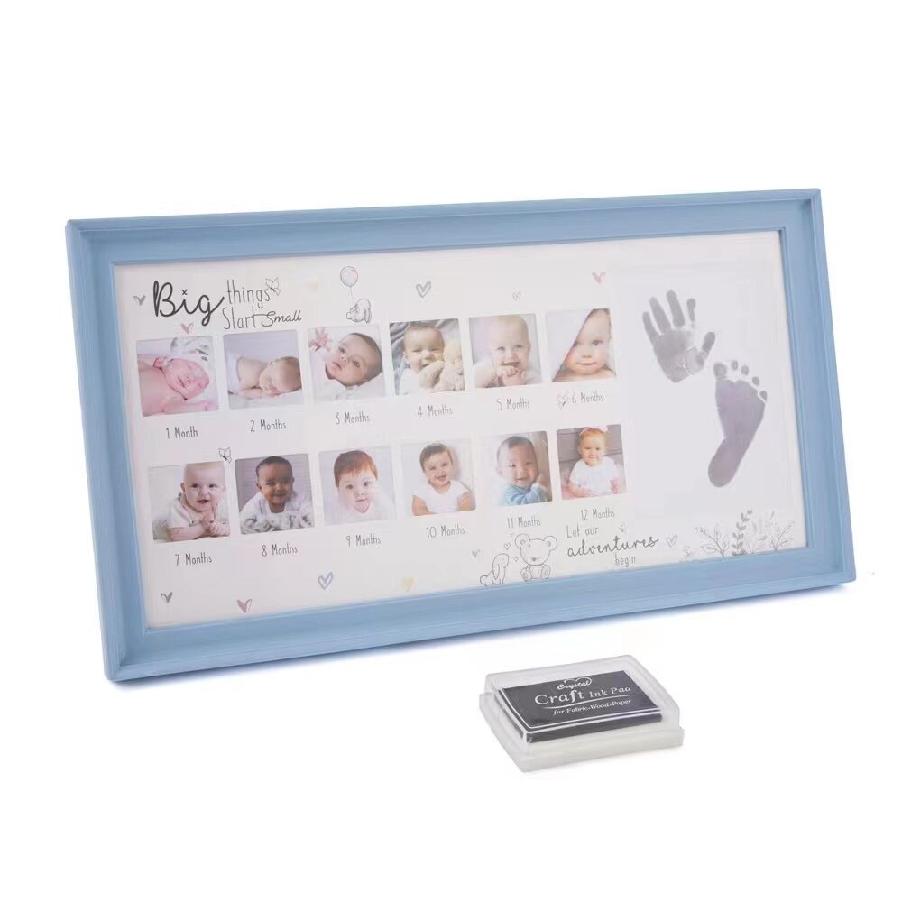Ma Première Année Cadre Photo Bébé BRICOLAGE Handprint Empreinte 12 Mois Cadre Photo Garçon Fille Mes 1 An Artisanat D&#39;encre Enfants Cadre Photo: Type 1 Blue