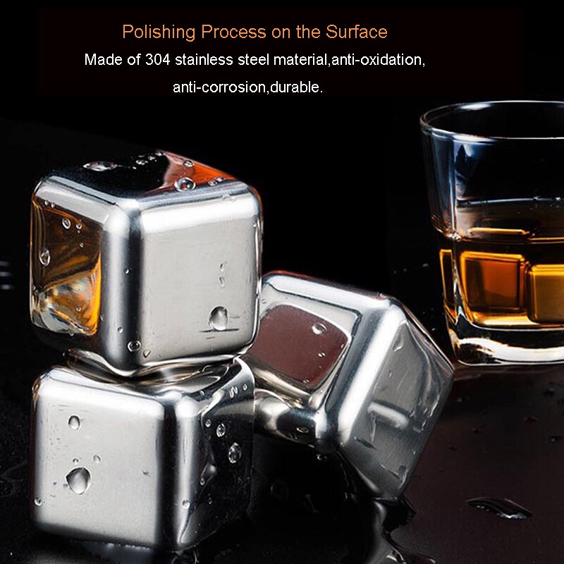 Whisky Ice Chiller Stones Acier Inoxydable Boules De Glace Réutilisables Vin Whisky Drinking Stones Avec Compartiment De Rangement Congelant Et Pinces Pour Le Refroidissement Du Vin De Bière(Boule - 8