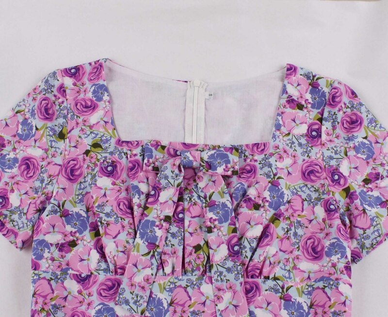 Robe mi-longue rétro Vintage années 50 et 60 pour femmes, imprimé floral, Rockabilly, Swing, Robe d'été élégante, tunique