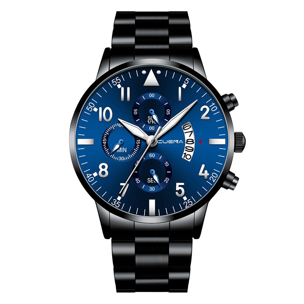 Relogio masculino horloges heren sport roestvrij stalen kast leren band horloge quartz zakelijk polshorloge reloj hombre: S