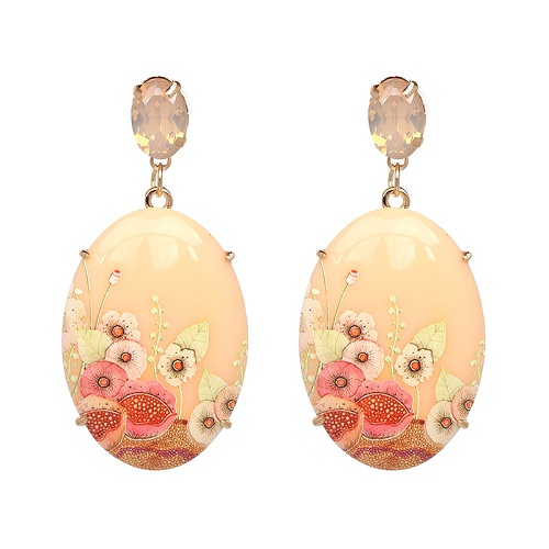 Jujia Bohemian Etnische Big Crystal Flower Oorbellen Bruiloft Sieraden Oorbellen Voor Vrouwen Party Brincos