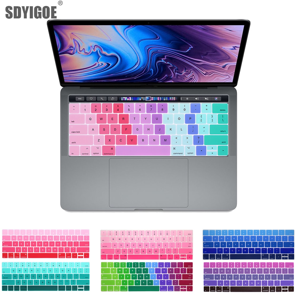 Toetsenbord Cover Voor Mac Book Pro13 15 Met Touch Bar A2159 A1706 A1707 A1989 A1990 Laptop Keyboard Covers Gradiënt Toetsenbord film