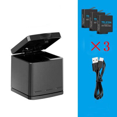 Für GoPro Hero 5/6/7/8 Blcak Batterie mit Drei Ports USB Ladegerät Kit für Gehen pro Hero 8 7 Schwarz Action Sport Kamera Zubehör: TS-D